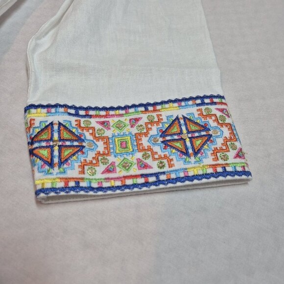 John Mark Womens Embroidered Linen Blouse  size S White Long Sleeve - Picture 14 of 14